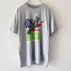 US古着　半袖Tシャツ ライダー バイク モトクロス グレー M相当.
