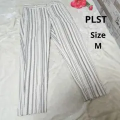 【オシャレ⭐PLST】白　黒　ストライプパンツ　サイズMのサムネイル