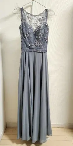 グレー　ロングドレス　パーティードレス　キャバドレス　S