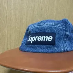 【激レア】Supreme デニムレザー キャップシュプリーム2015秋冬