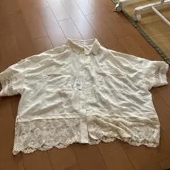 【新品未使用】LEPSIM レース裾 半袖シャツ ホワイト F