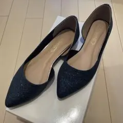 ネイビー23.5センチ、フラットシューズ