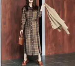 極美品✨ポロラルフローレン　プラッドベルテッドシャツドレスワンピース　中村アン着