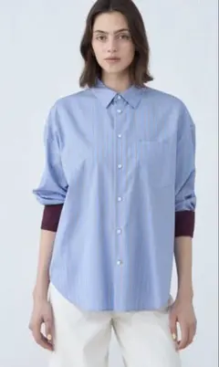 【美品】MACPHEE マカフィー　トゥモローランドコットンカラーシャツ　ブルー