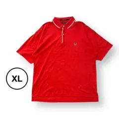 トミーヒルフィガー 刺繍入りポロシャツ レッド XL 大きめサイズ アメリカ古着