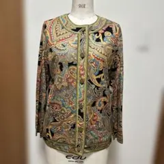 レオナール　Lサイズ　ペイズリー柄　カーディガン　日本製