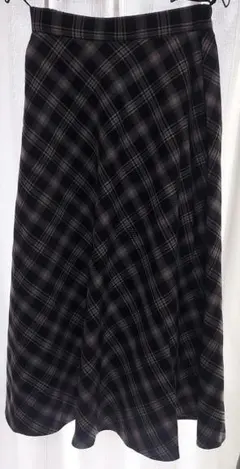 ブラック系チェック柄 フレアスカート