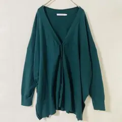 AMERICAN HOLIC ニット カーディガン L グリーン Vネック 無地