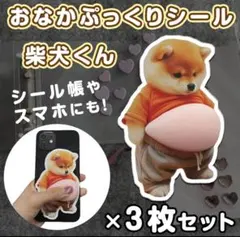 最安値★おなか ぷにぷに シール 柴犬 3D 立体 ステッカー3枚セット