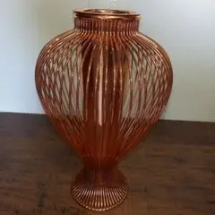 銅　ワイヤー　花瓶　花籠　フラワーベース　昭和レトロ　ブロンズ