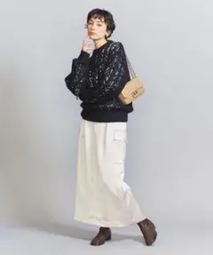 beauty&youth ヴィンテージライクサテン カーゴ スカート