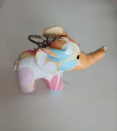 新品・ 미사용 レスポートサック アニマルキーホルダー 花柄 ゾウ