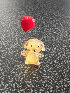 小樽ガラス　飾り置物　ガラス細工　トイプードルと風船