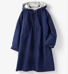 ドゥクラッセ マジカルサーモ ロングコート リバーシブル 大きいサイズ XL 紺