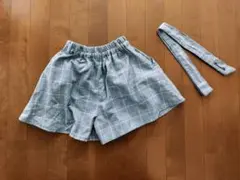 グレー系チェック柄ハーフパンツ ベルト付き