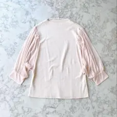 バルーン袖 ピンクニットトップスのサムネイル