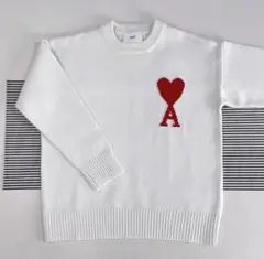 ❤ AMI PARIS ハート刺繍 ホワイト ニットセーターユニセックス