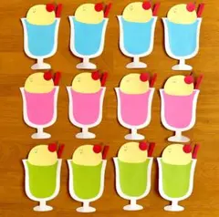 夏　クリームソーダ　メッセージカード　サンキューカード　ネームタグ