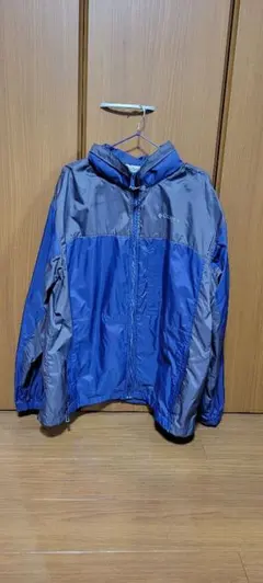 Columbia フード付きナイロンジャケット XL 青/グレー