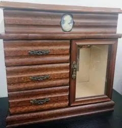 S カメオ オルゴール付 ミラー付 ジュエリーボックス アクセサリーケース