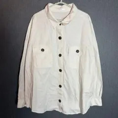 COLZA コルザ L 長袖シャツ ジャケット アイボリー 胸ポケット付き