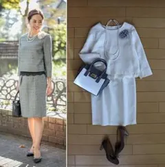 オペークドットクリップ*ツイードセットアップ スカートスーツ