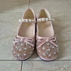 フォーマルシューズ バレエシューズ ビジュー パール付 23.0