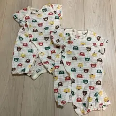 カラフルクマ柄ロンパース 50-60cm 2点セット