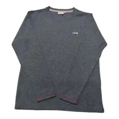【美品】FILA フィラ ワンポイント刺繍 ワッフル ロンT 濃紺 Lサイズ