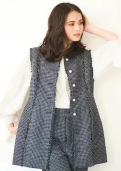 ROPÉ PICNIC フリンジ付きベスト 38 ジレ フリルブラウス セット