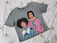 ZARA イラストプリント グレー 半袖Tシャツ