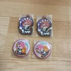 ガチャガチャ　レム&ラムあそーと4 缶バッジ　ラバーマスコット