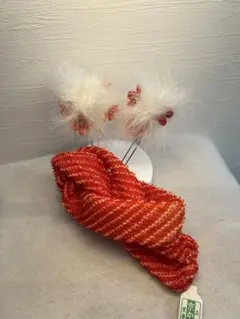 赤ストライプヘアバンドと花飾りセット