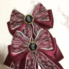 量産型 カメオ ヘアクリップ 姫リボン♡ヴァイオレットスノー♡