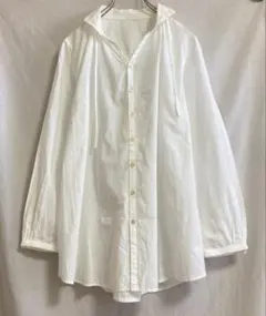 パラスパレス リボン　シャツ　ブラウス ホワイト　ゆったり　コットン　襟　長袖のサムネイル