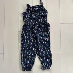 H&M ネイビー 動物プリント オーバーオール 98cm