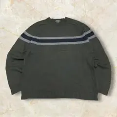 古*!様 00s エディーバウアー コットンニット メンズ 肉厚ダークグリーンX