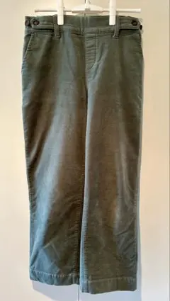 コーデュロイ　裏起毛　ワイドパンツ　Ｌ　ゴムウエスト　カーキ