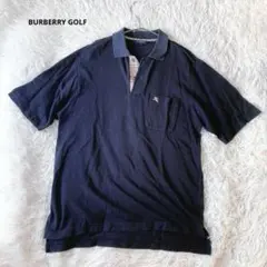 【BURBERRY GOLF】半袖ポロシャツ 刺繍ロゴ sizeM ブラックのサムネイル