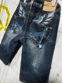 極限定 Red Pepper ハーフパンツ デニム 天使の羽根 Ed Hardy
