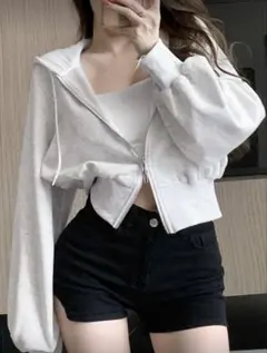 ショート丈 パーカー