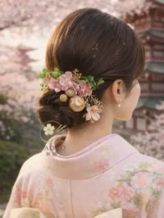 桜 髪飾り 和装 ヘアアクセサリー ピンク ゴールド 卒業式 成人式 結婚式