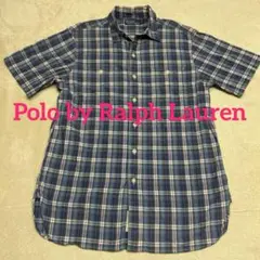 ラルフローレン 半袖シャツ M マドラスチェックRL NAVAL RES