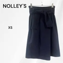 ノーリーズ 　タイトスカート　ひざ丈　ネイビー　XS　リボンベルト付