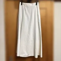 GU リネンブレンドフレアミディスカート ゴム入りウエスト