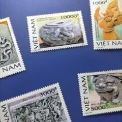 5470 外国切手 ベトナム 1997年 古代彫刻 李王朝時代 5V