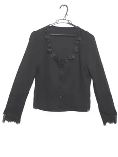 ブラデリスニューヨーク　リボンカーディガン　ブラック　LLサイズ　長袖