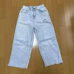 ZARA ザラ デニム ジーンズ ダメージ バギー サイズ 150 ライトブルー
