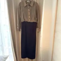 スナイデル 秋シャツドッキングサテンワンピ