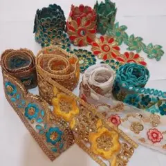 インド 刺繍 リボン セット 多色 5種類